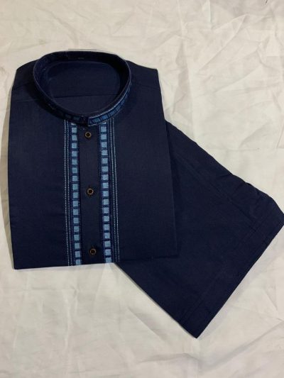 Maloki Striped Collar Kurta with Shalwar