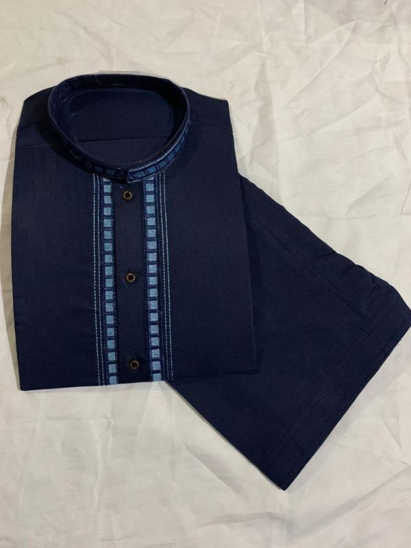 Maloki Striped Collar Kurta with Shalwar