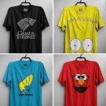 Pack Of 4 T-Shirt (Game Of Thrones, Bart Simpson, johnny bravo & Elmo)