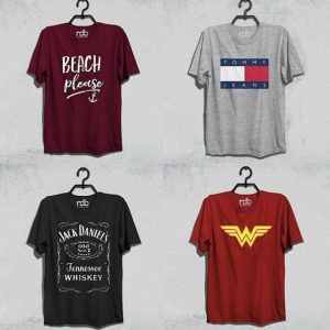 Pack Of 4 T-Shirt (Beach Please, Tommy Jeans, Jack Daniels & Wonder Women)