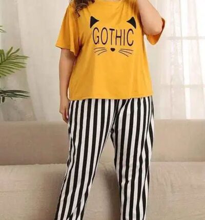 Gothic Printed T-Shirt With Striped Trouser Night Dress
