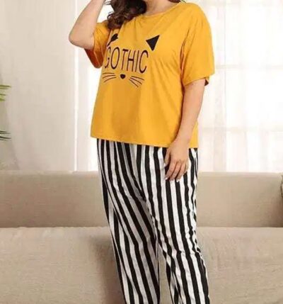 Gothic Printed T-Shirt With Striped Trouser Night Dress