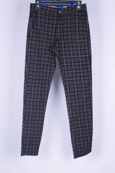 Men Skinny Fit Checkered Chinos