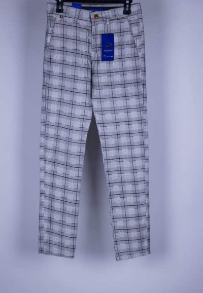 Men Skinny Fit Checkered Chinos