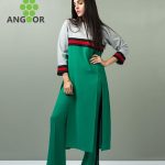 Sea Green Tunic With Ruched Waistline And Lace Detailing