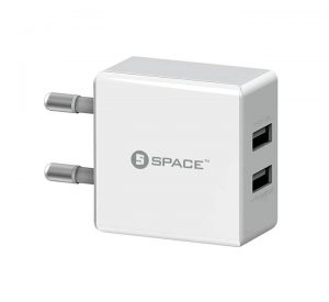 Space WC-102 Dual Port USB 2.4A Wall Charger With Lightning Cable