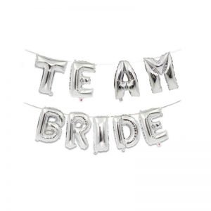 Team Bride 9 Letter Silver Foil Balloons