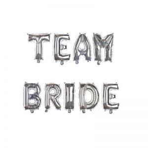 Team Bride 9 Letter Silver Foil Balloons