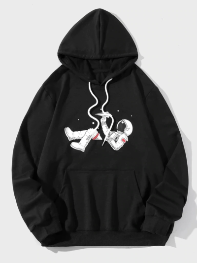 Astronaut Chilling Print Hoodie