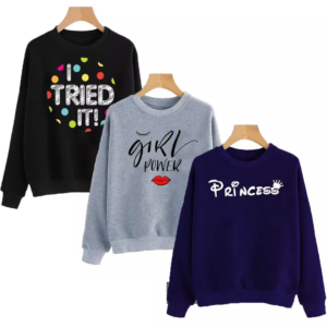 Buy Pack Of 3 Sweatshirt (I Tried, Girl Power, Princess)