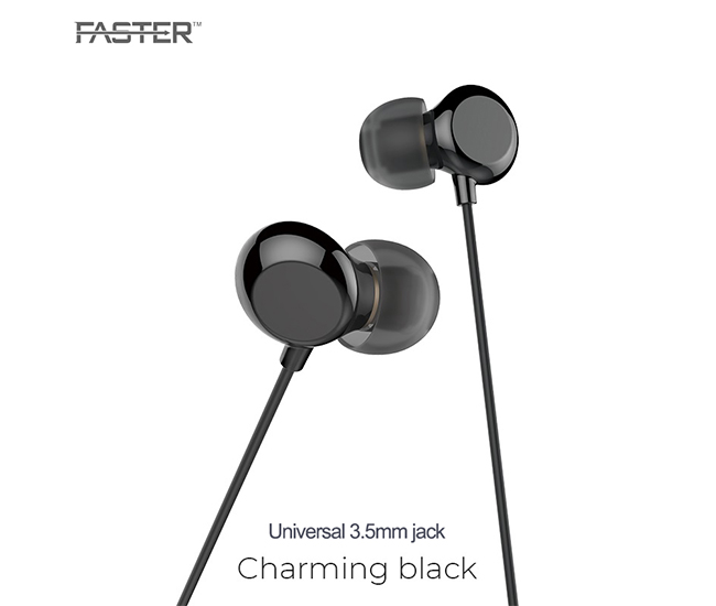 FASTER FH-228 Nano Ceramic Earphones - Charming Black - Sasta.PK