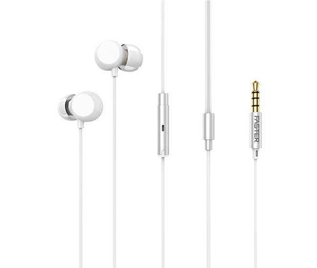 FASTER FH-228 Nano Ceramic Earphones - White - Sasta.PK