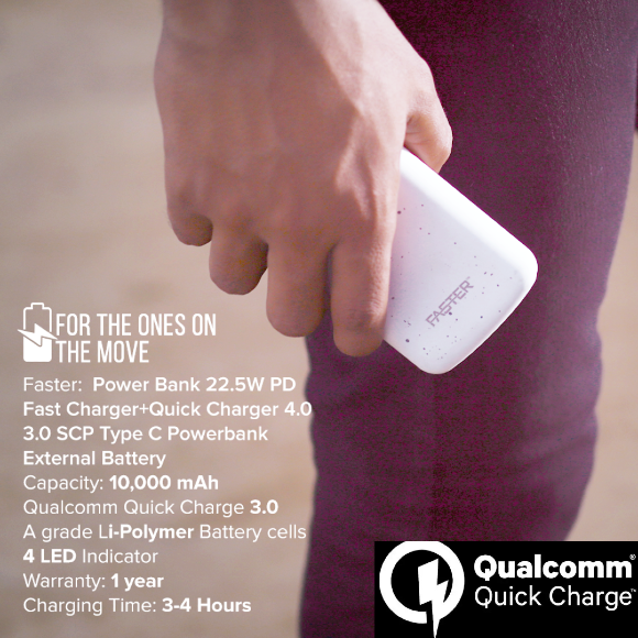 FASTER PD-23W PD+ Super Charge 10000mAh Power Bank