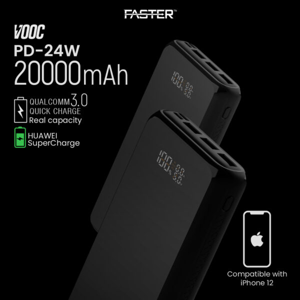 FASTER PD-24W PD+ Quick Charge 20000mAh Power Bank