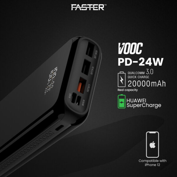 FASTER PD-24W PD+ Quick Charge 20000mAh Power Bank