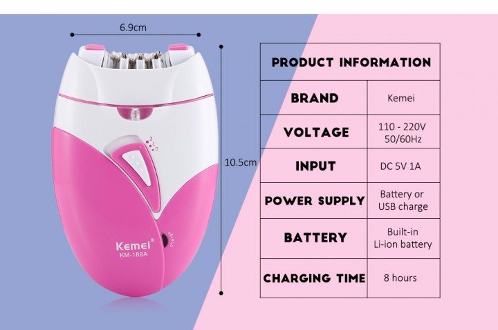 Kemei KM-189A Rechargeable Women Hair Shaver