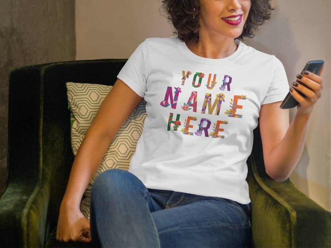 Custom Multi Colored Texture Name Print T-Shirts