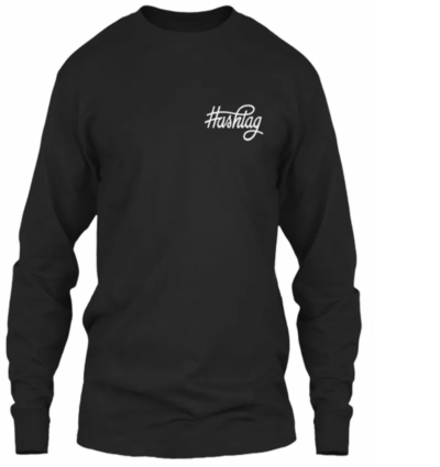 Ashtag Balck Printed T-Shirt