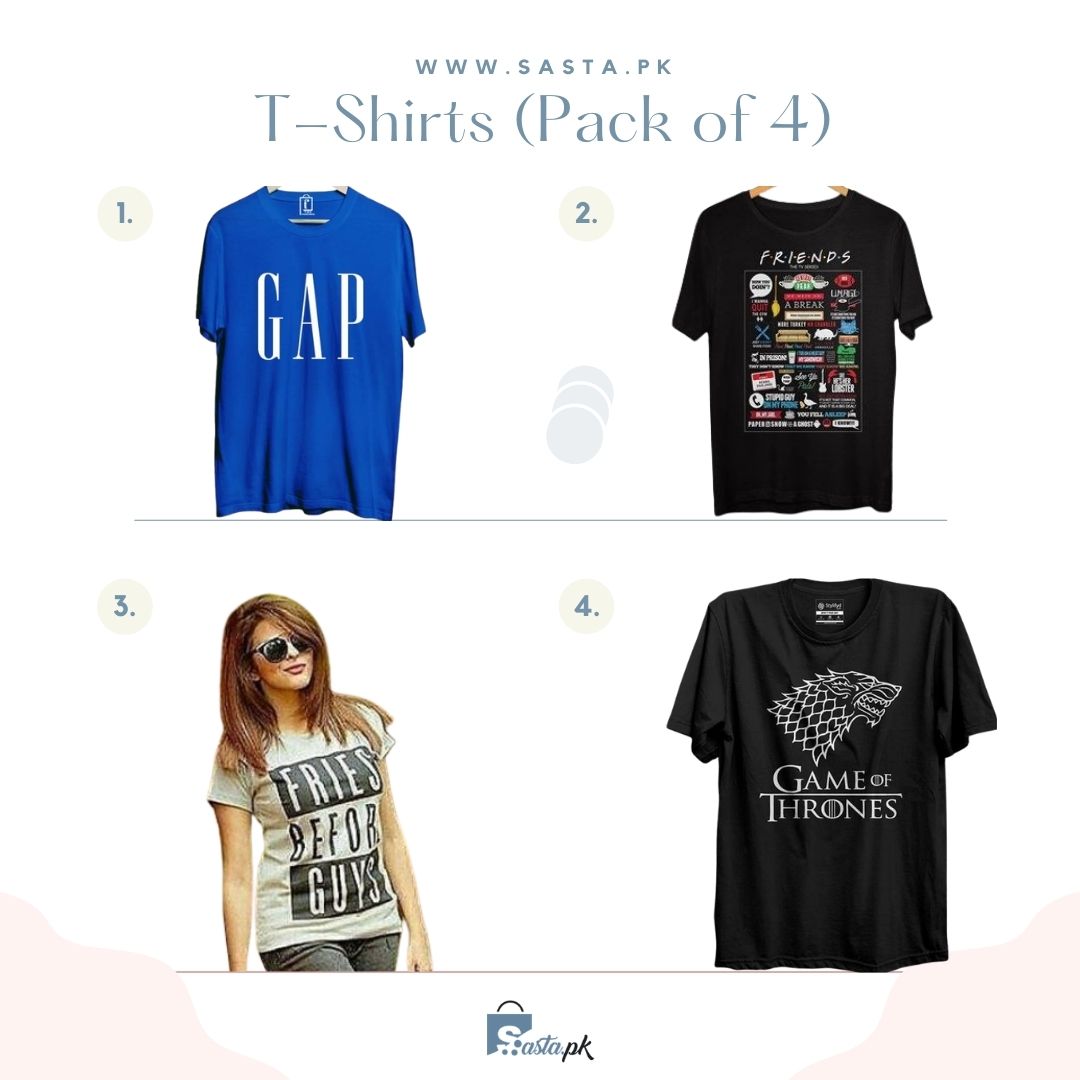Pack Of 4 T-Shirts (Gap, Friends, Fries Before Guys, Game Of Thrones)