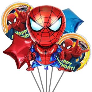 Pack Of 5 Spiderman Foil Balloons