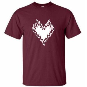 burning heart t-shirt