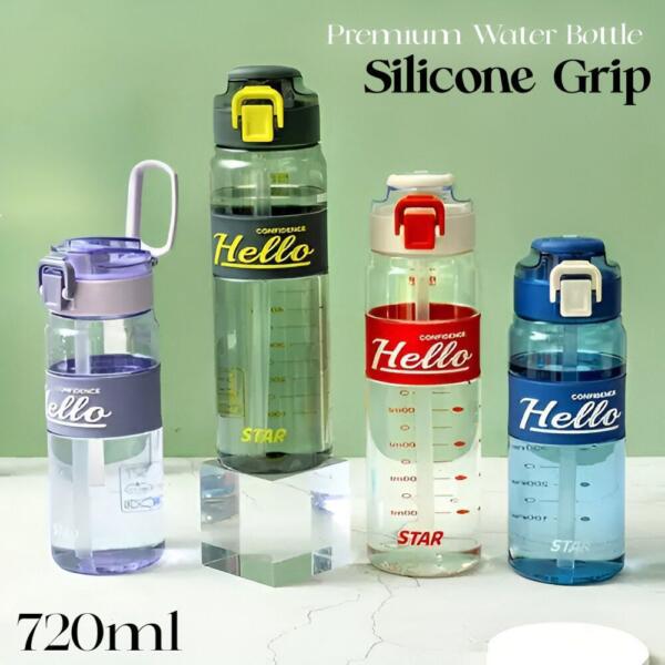 Hello 720ml Premium Silicone Grip Water Bottle 1