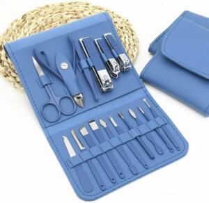Luxury Nail Care Set Complete Manicure and Pedicure Kit in Leather Case