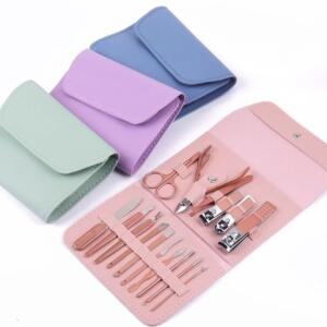 Luxury Nail Care Set Complete Manicure and Pedicure Kit in Leather Case