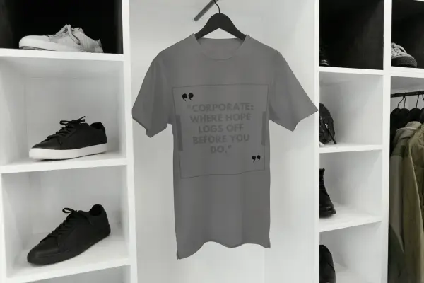 Corporate, where hope logs off before you do T-shirt grey