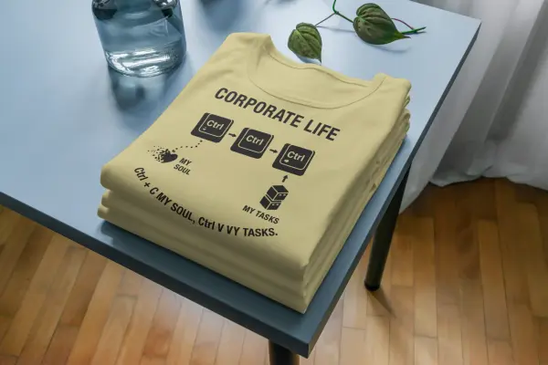 Ctrl + C my soul, Ctrl + V my tasks T-shirt beige (1)