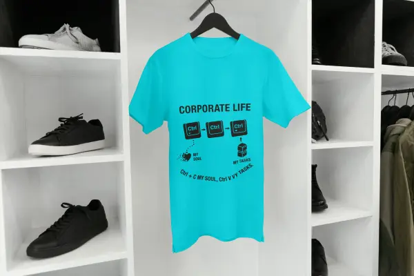 Ctrl + C my soul, Ctrl + V my tasks T-shirt blue (1)