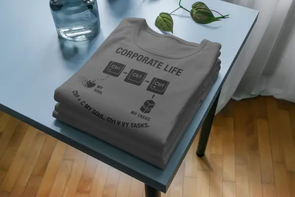 Ctrl + C my soul, Ctrl + V my tasks T-shirt grey (1)