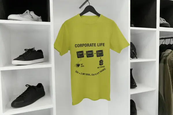 Ctrl + C my soul, Ctrl + V my tasks T-shirt mustard (1)