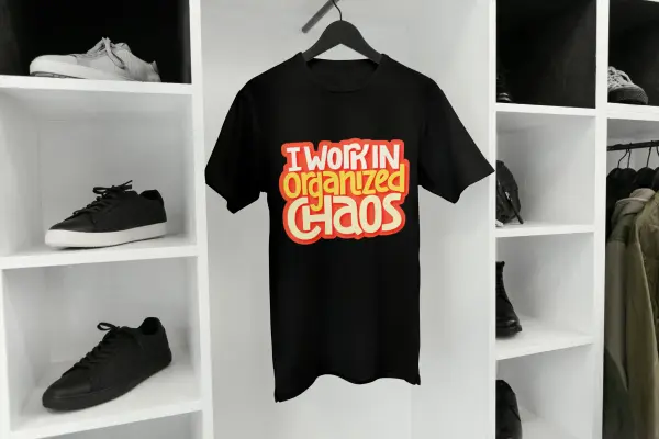 I work in organized chaos T-shirt black