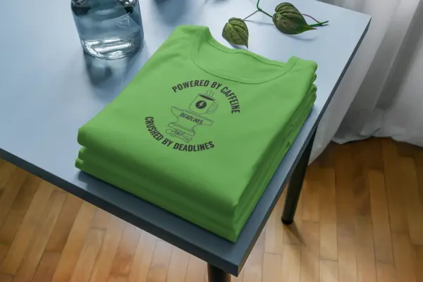 Powered by caffeine, crushed by deadlines T-shirt green
