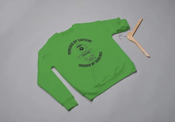 Powered by caffeine, crushed by deadlines Sweatshirt green