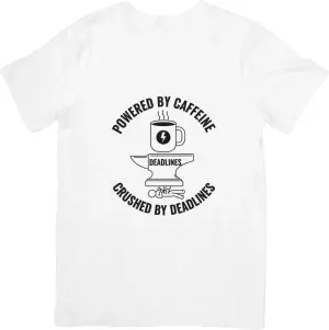Powered by caffeine,crushed by deadlines T-shirt