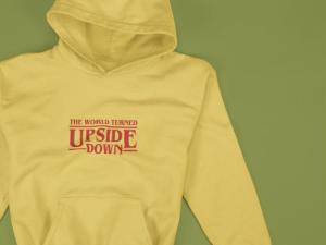The World Turned Upside Down Hoodie Beige