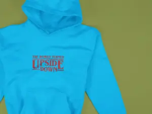 The World Turned Upside Down Hoodie Blue