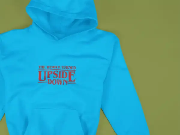 The World Turned Upside Down Hoodie Blue