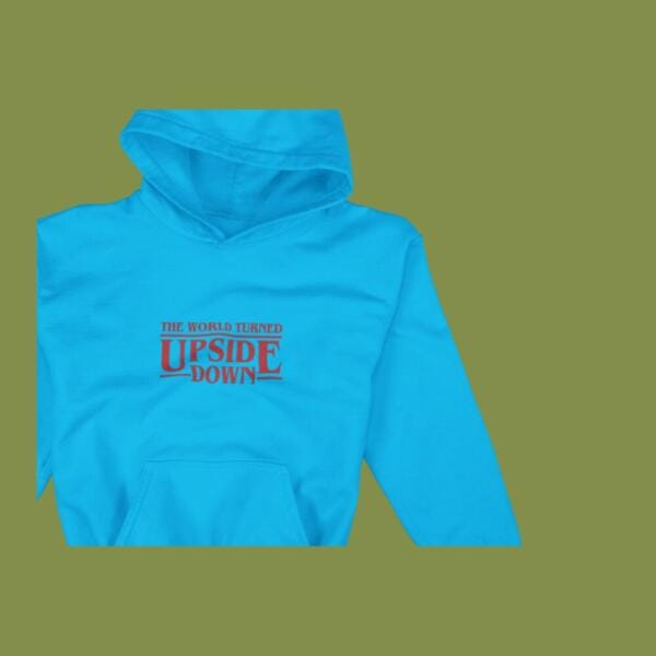 The World Turned Upside Down Hoodie Blue