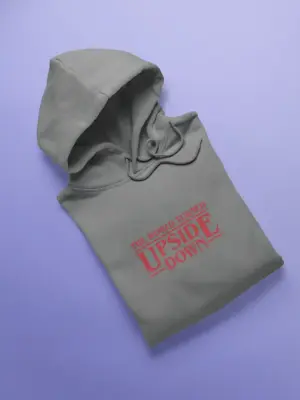 The World Turned Upside Down Hoodie Grey