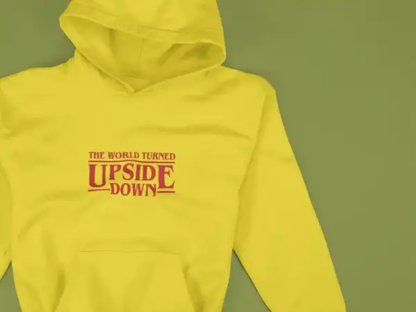 The World Turned Upside Down Hoodie Mustard
