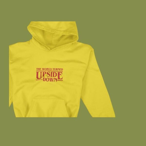 The World Turned Upside Down Hoodie Mustard
