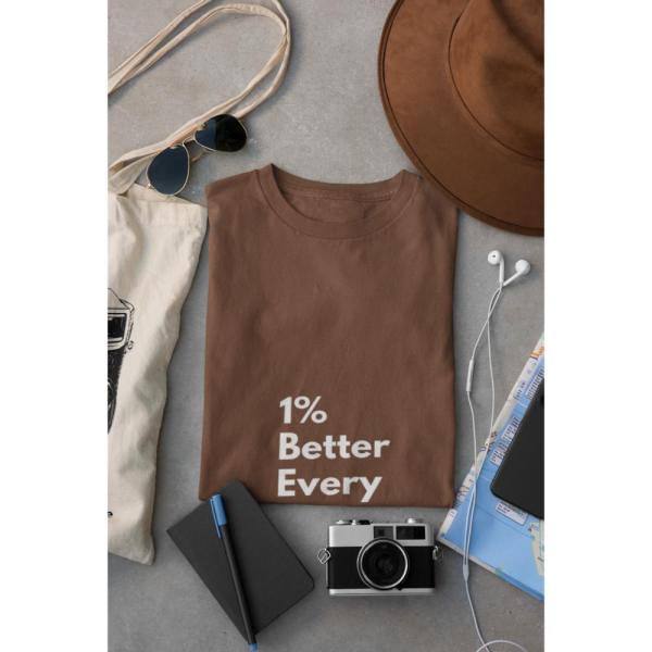 1% Better Every Day T-shirt Brown