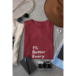1% Better Every Day T-shirt Maroon