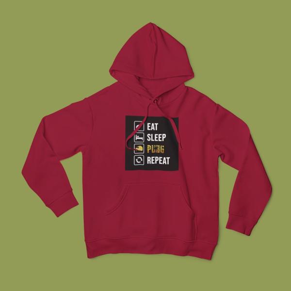 Eat Sleep Pubg Repeat Hoodie Maroon