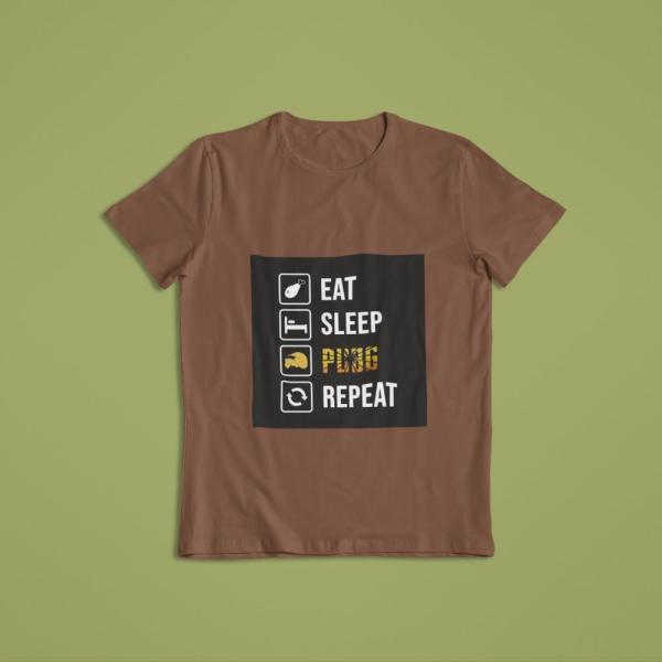 Eat Sleep Pubg Repeat T-shirt Brown