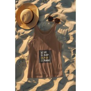 Eat Sleep Pubg Repeat Tank Top Brown