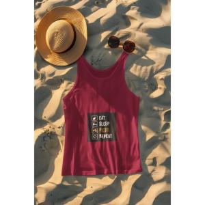 Eat Sleep Pubg Repeat Tank Top Maroon